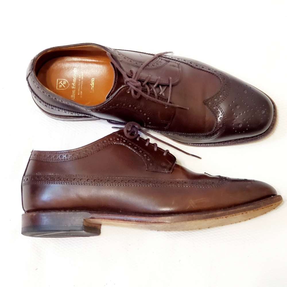 Allen Edmonds Leiden Wingtip Oxfords Two Tone Brown Leather Size 8EEE
